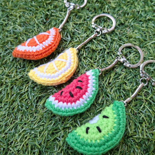 fruit sleutelhangers gehaakt