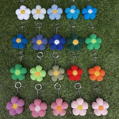 Gehaakte bloemensleutelhangers diverse kleuren
