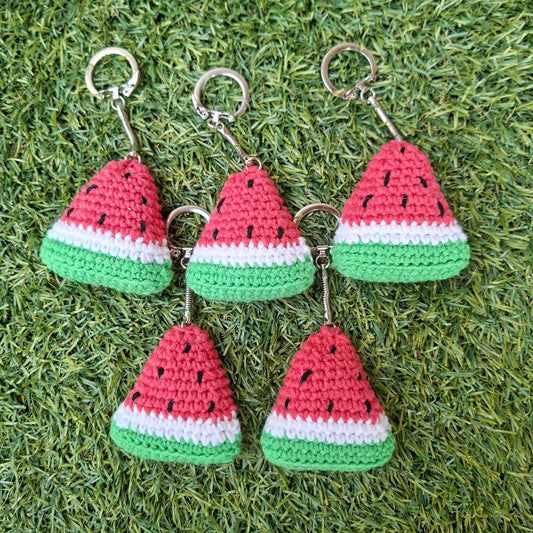 Watermeloen sleutelhanger gehaakt