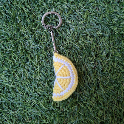 gehaakt citroen schijfje sleutelhanger