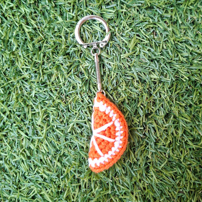 gehaakt sinaasappelschijfje sleutelhanger