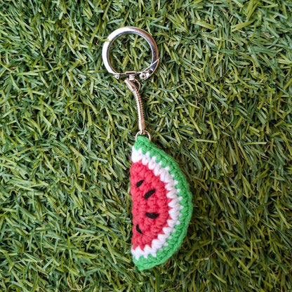 watermeloen sleutelhanger gehaakt